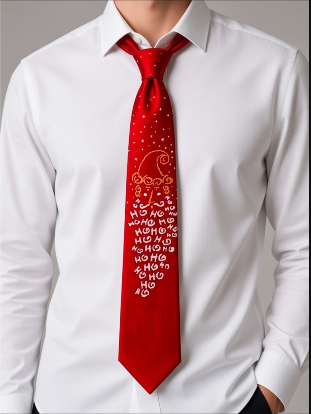 John Ashford Red Santa Ho Ho Ho Christmas Tie With Festive Design
